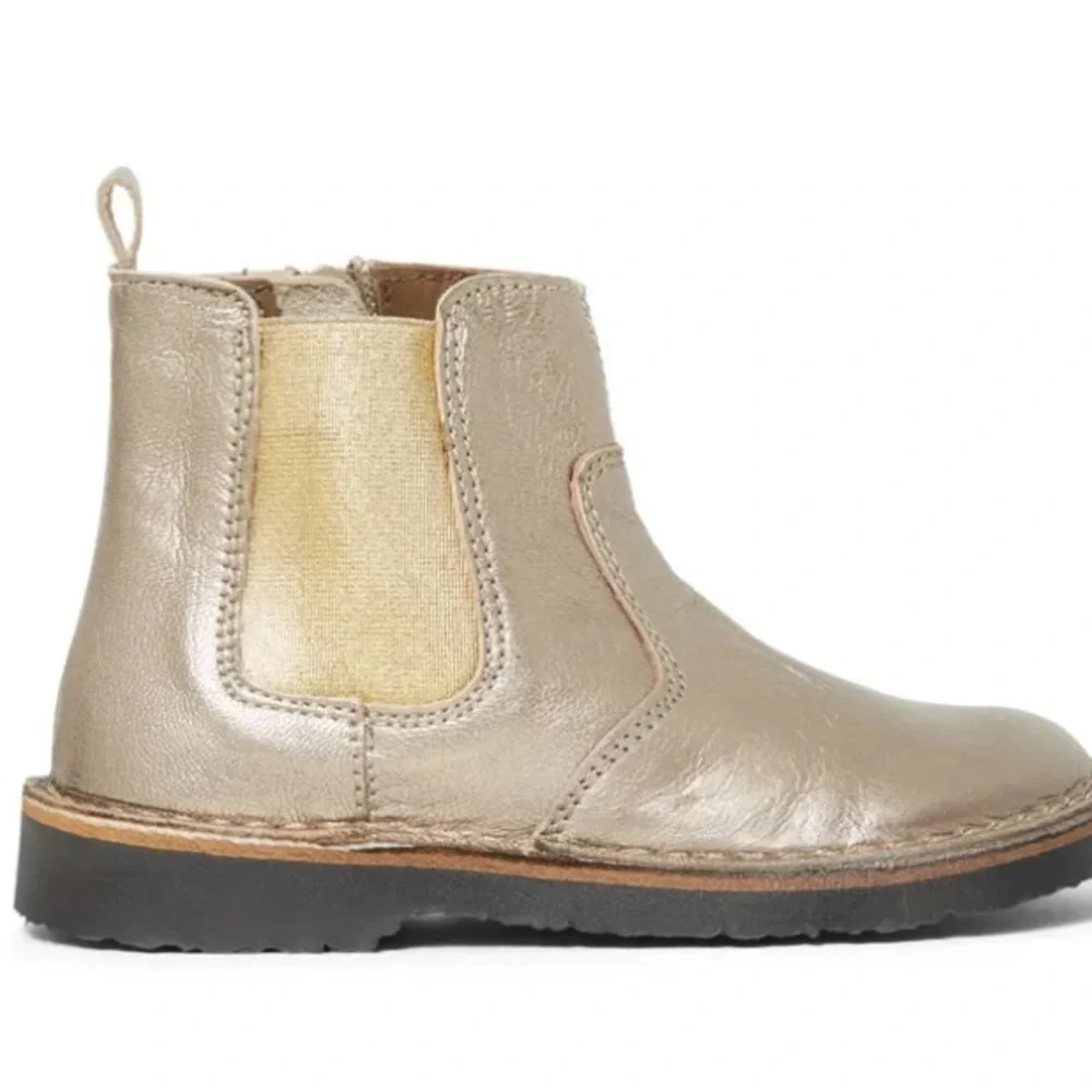 Stylish Kids Boots - Metallic Tan PÈPÈ Suede Chelsea Boots | Gold‎